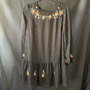 Black Dress with Colorful Embroidery